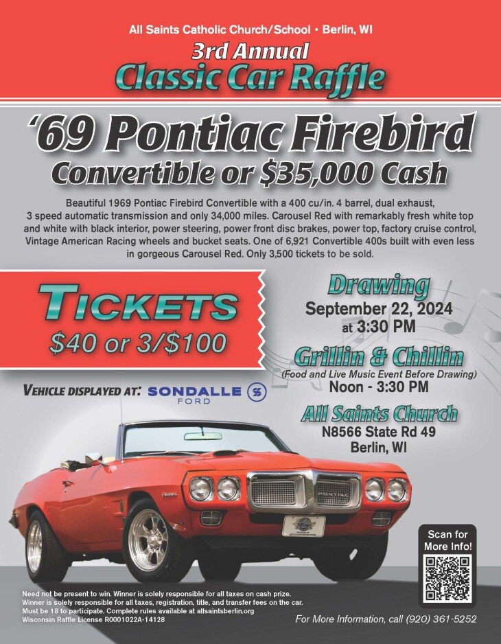 3rd Annual Classic Car Raffle - 1969 Pontiac Firebird
