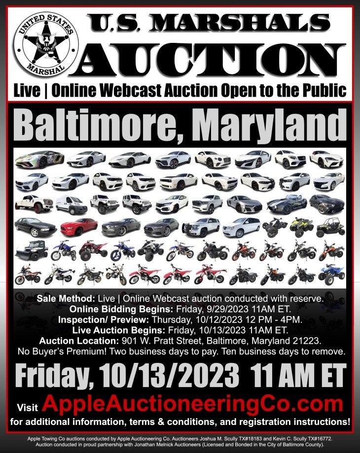 U.S. Marshals Auction - Exotic, Performance Vehicles & Powersports - Live & Online Bidding