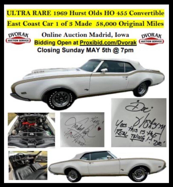 1969 Hurst Oldsmobile HO 455 Convertible - Online Auction