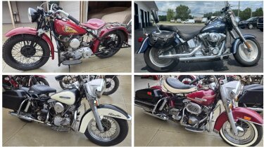 Kiko Auctioneers Presents 1944 Indian Sport Scout, 1967 Harley Davidson Electra Glide Police Special, 1940 HD Flathead 45, 2003 Harley Davidson Fatboy Anniversary Edition, 1975 Harley Davidson Electra Glide FLH 1200, Loads of Original Harley Davison Parts & Much More!!