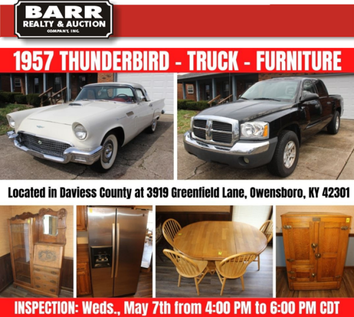 Online Only Auction - 1957 THUNDERBIRD - TRUCK - FURNITURE & MORE