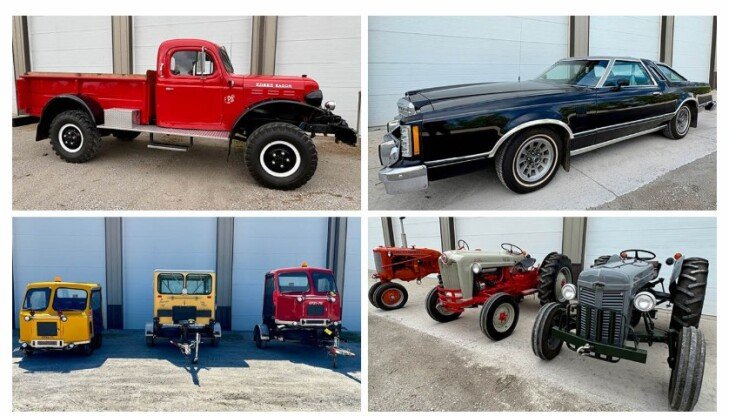 Kiko Auctioneers Presents 15 Antique Collector Tractors, Woodings & Fairmont Railcars, One-Owner ‘78 Ford Thunderbird, ‘49 Dodge Power Wagon, Crosley, John Deere 8875 Skid Loader, Boat, Railcar & Tractor Parts, Tools