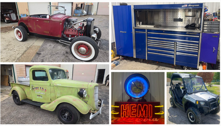 Kiko Auctioneers Presents 30 Roadster, '36 Ford Custom Truck, '36 Airstream, Snap On Toolboxes, '12 Polaris Razor, '73 Harley X90, '41 Lincoln Zephyr