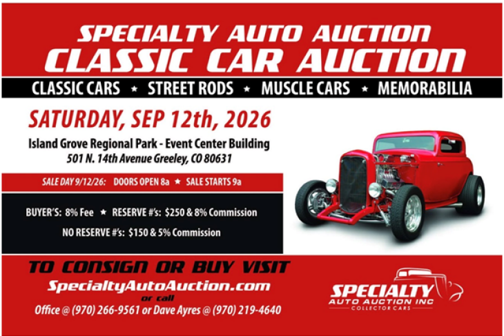 Specialty Auto Auction Presents Fall 2026 Classic Car Auction!