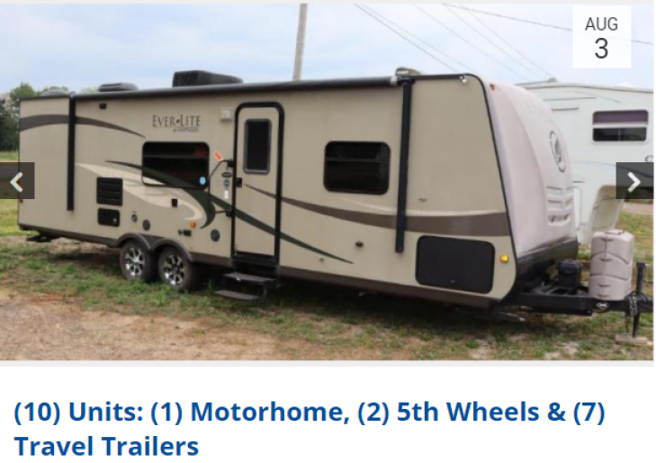 Recreational Vehicle Online Auction - Motorhome, Travel Trailers and 5th Wheels