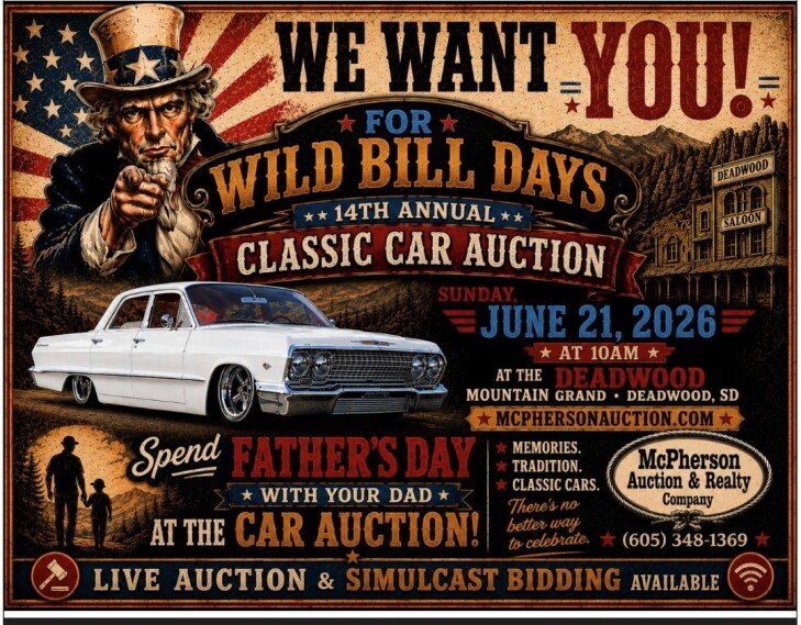 14th ANNUAL “WILD BILL DAYS” CLASSIC CAR & MEMORABILIA AUCTION