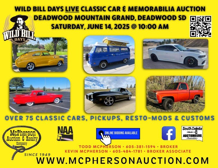12th ANNUAL “WILD BILL DAYS” CLASSIC CAR & MEMORABILIA AUCTION