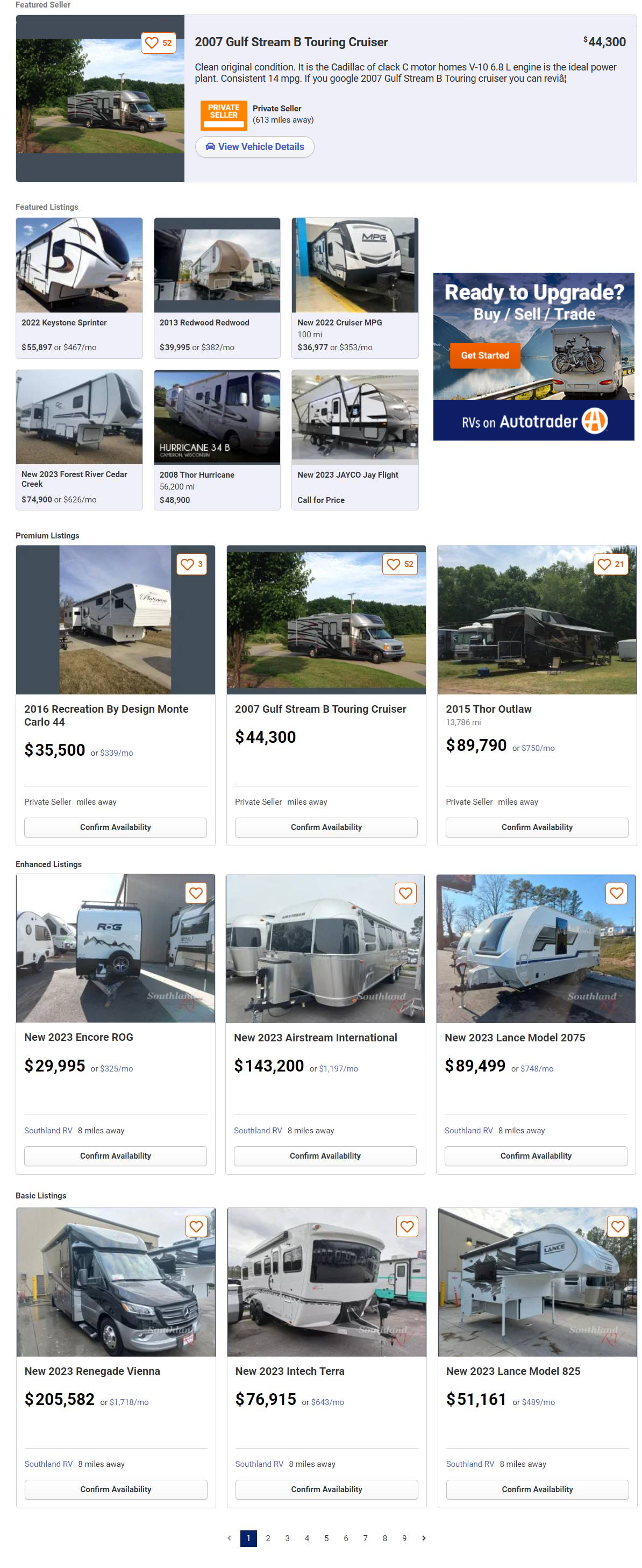 Screenshot of search results
