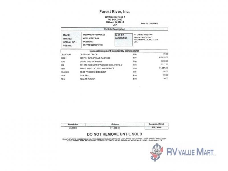 New 2026 Forest River Wildwood 31KQBTS