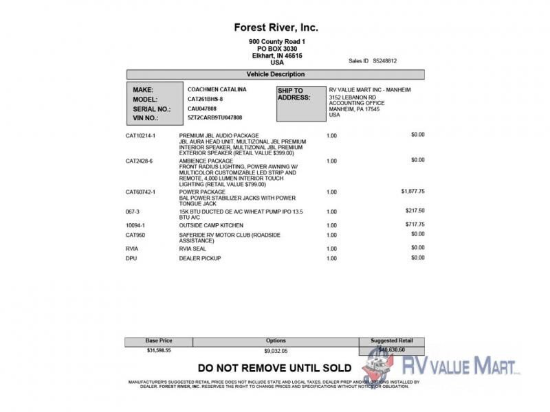 New 2026 Coachmen Catalina 261BHS