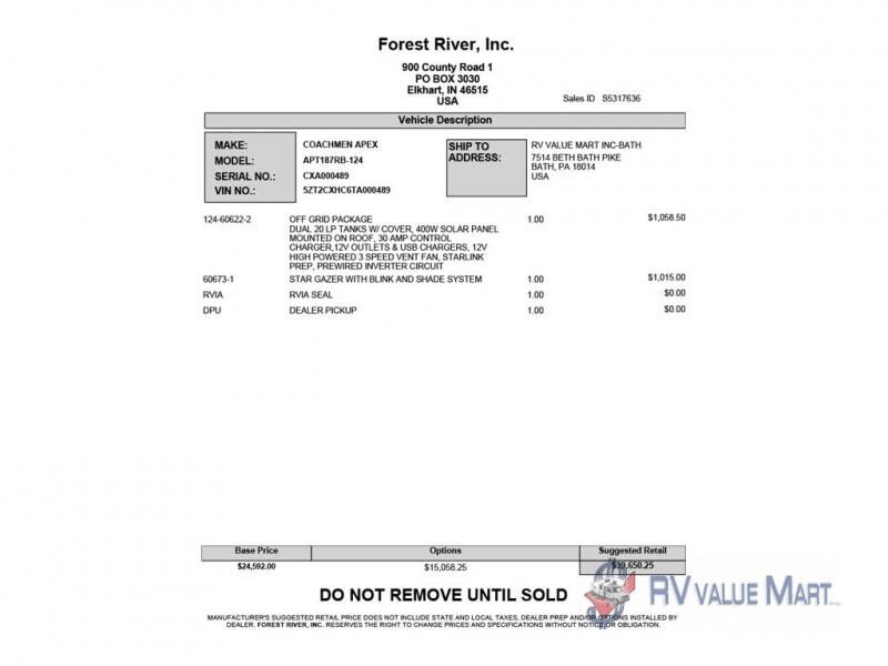 New 2026 Coachmen Apex Nano 187RB